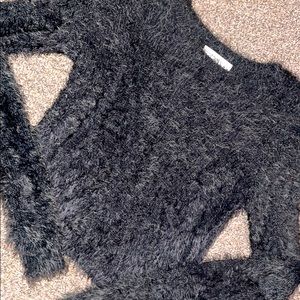 Abercrombie & Fitch Black Fuzzy Crewneck Sweater